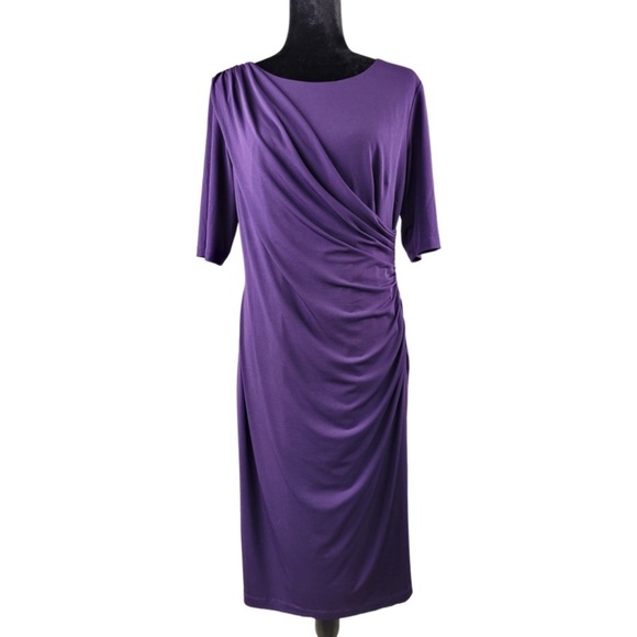 dressbarn Dresses & Skirts - Dressbarn Woman’s Purple Jersey half sleeve midi dress size 14